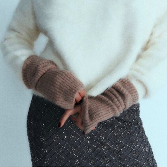 NWT - ZARA - Ribbed Knit Fingerless Mittens - Picture 1 of 8